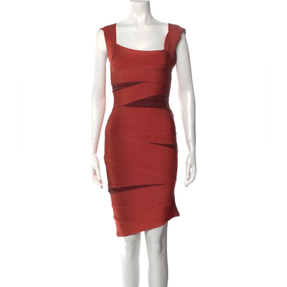 Herve Leger designer square neckline bandage dress - Picture 3 of 6